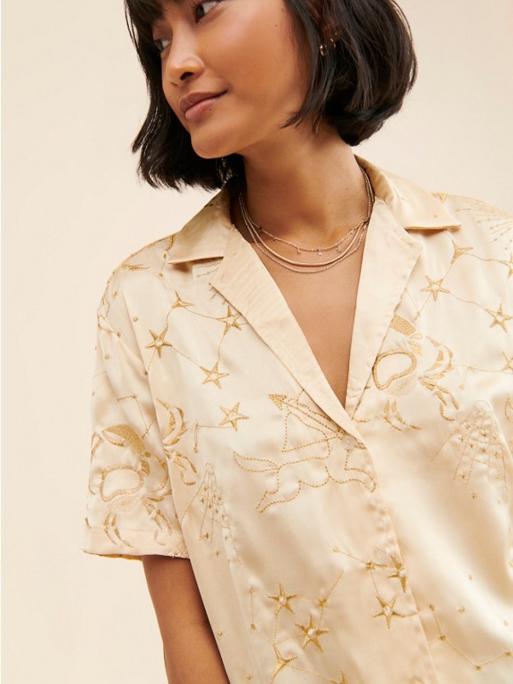 Urban Outfitters Leo Souvenir Button-Down Top Size XS Celestial Zodiac Top
